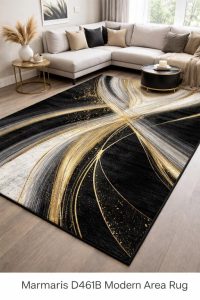 Marmaris D461B Modern Area Rug Black V.Gold